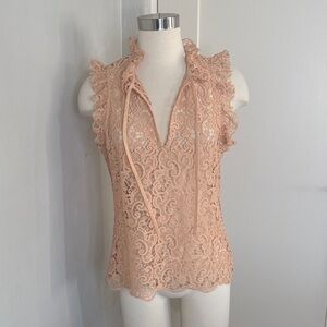 Zara Woman Classic peach lace capped sleeve Blouse